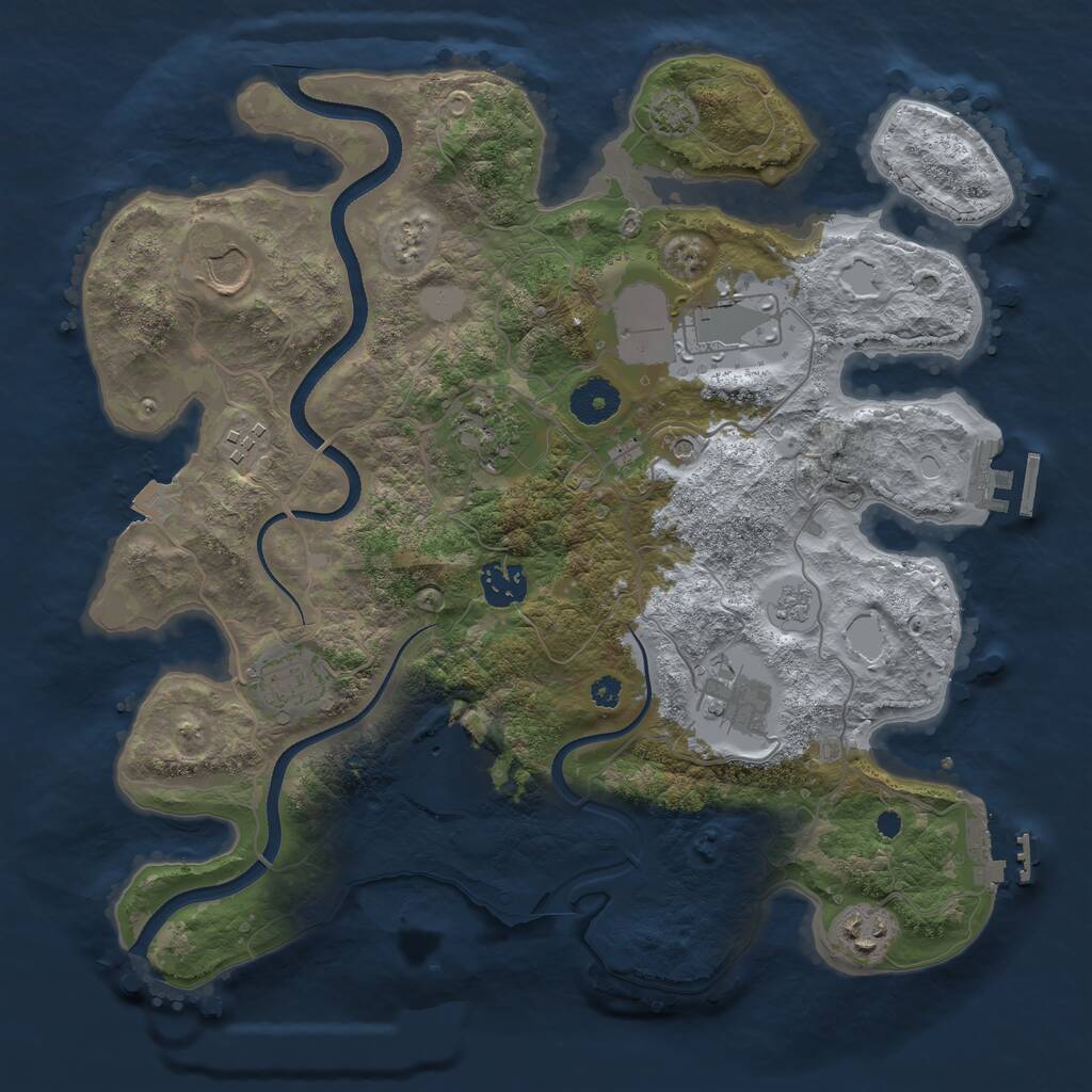 Rust Map: Procedural Map, Size: 3500, Seed: 584178751, 15 Monuments