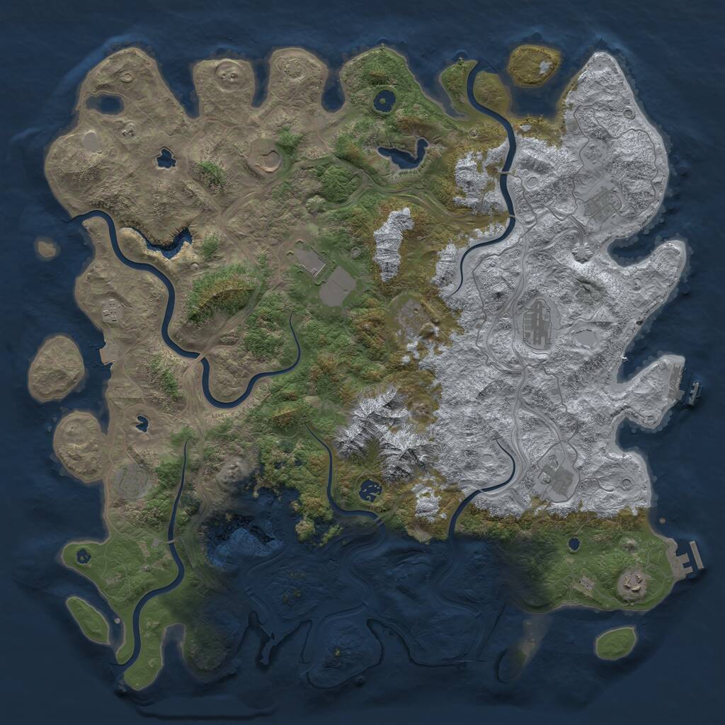 Rust Map: Procedural Map, Size: 5000, Seed: 32077640, 16 Monuments