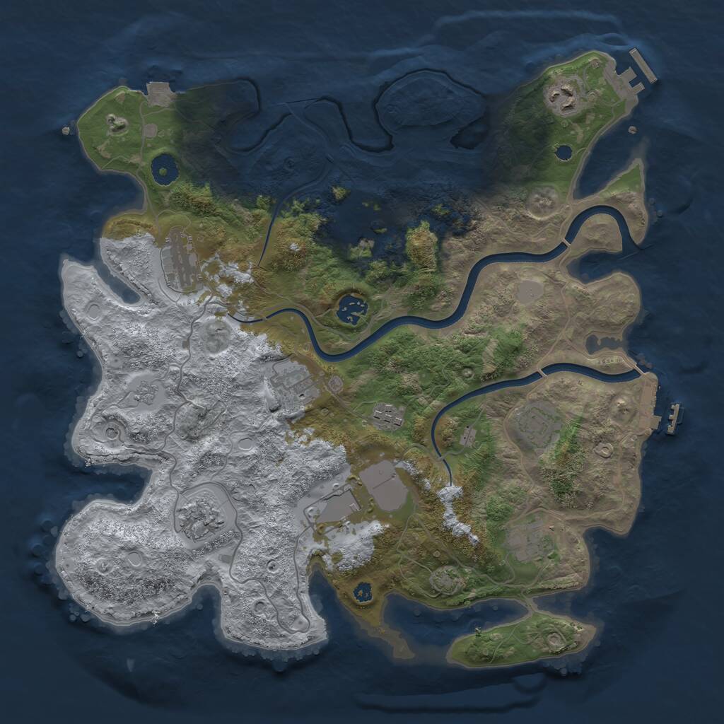 Rust Map: Procedural Map, Size: 3750, Seed: 724867, 16 Monuments