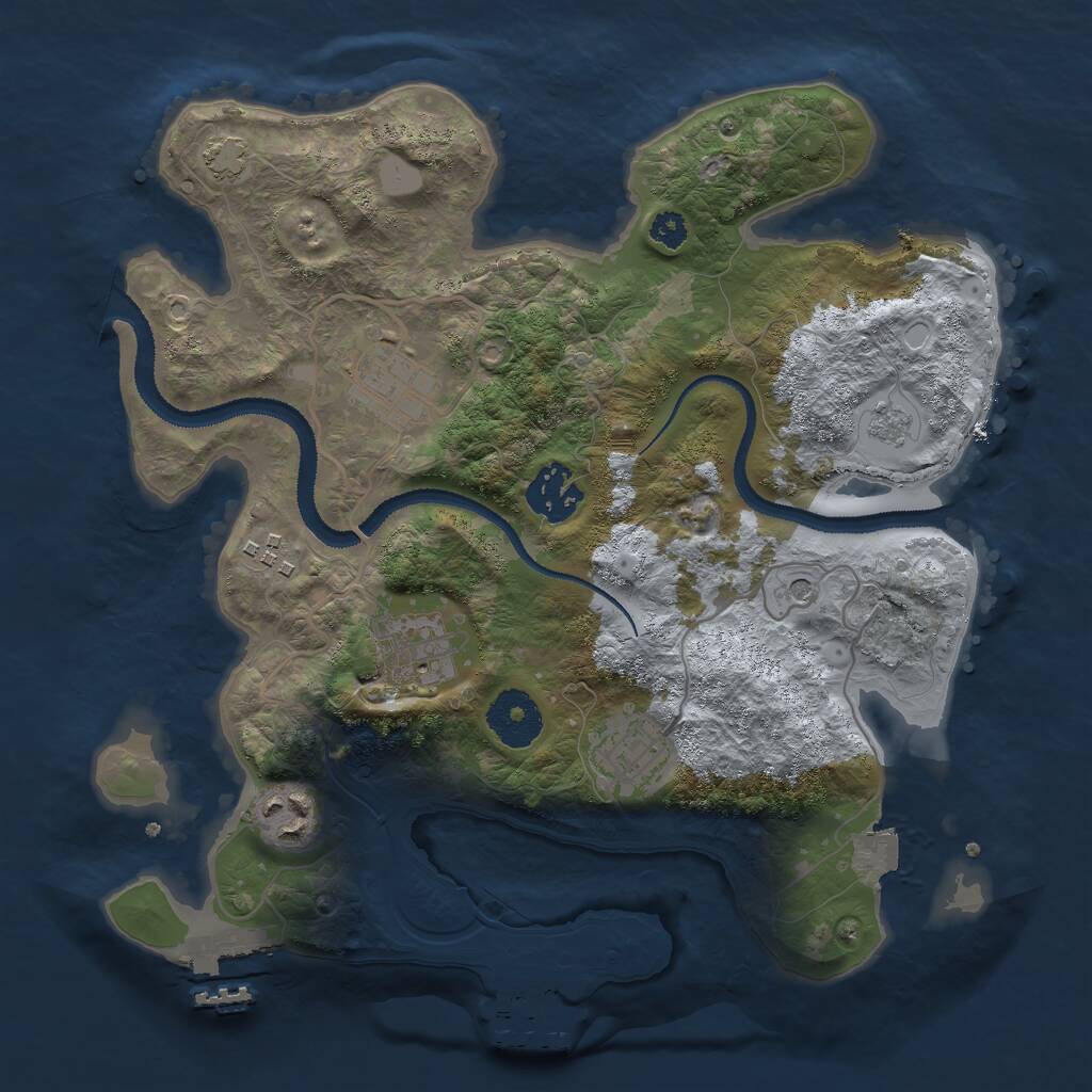 Rust Map: Procedural Map, Size: 3000, Seed: 1826218487, 12 Monuments