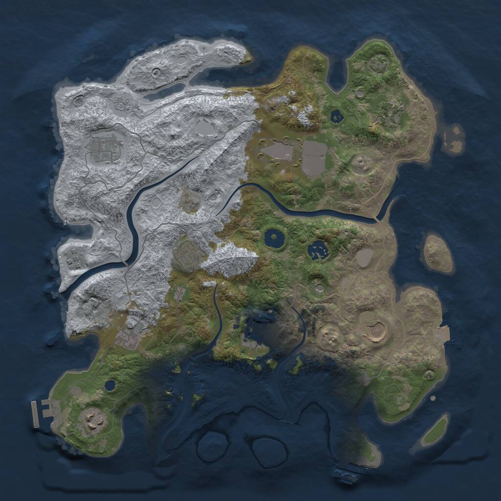 Rust Map: Procedural Map, Size: 3750, Seed: 4684321, 16 Monuments