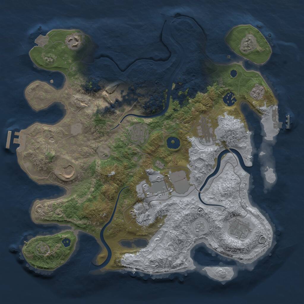 Rust Map: Procedural Map, Size: 3500, Seed: 277673553, 16 Monuments