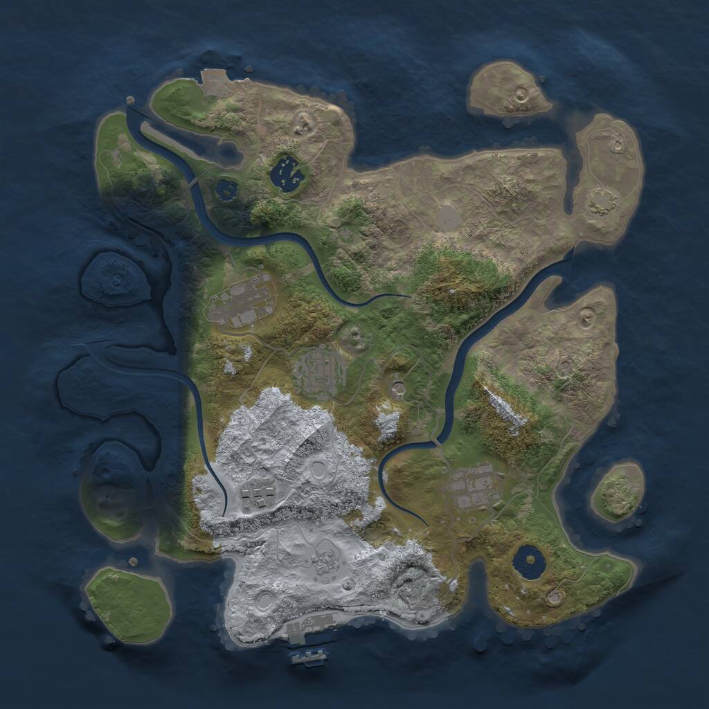 Rust Map: Procedural Map, Size: 3250, Seed: 2104327676, 10 Monuments