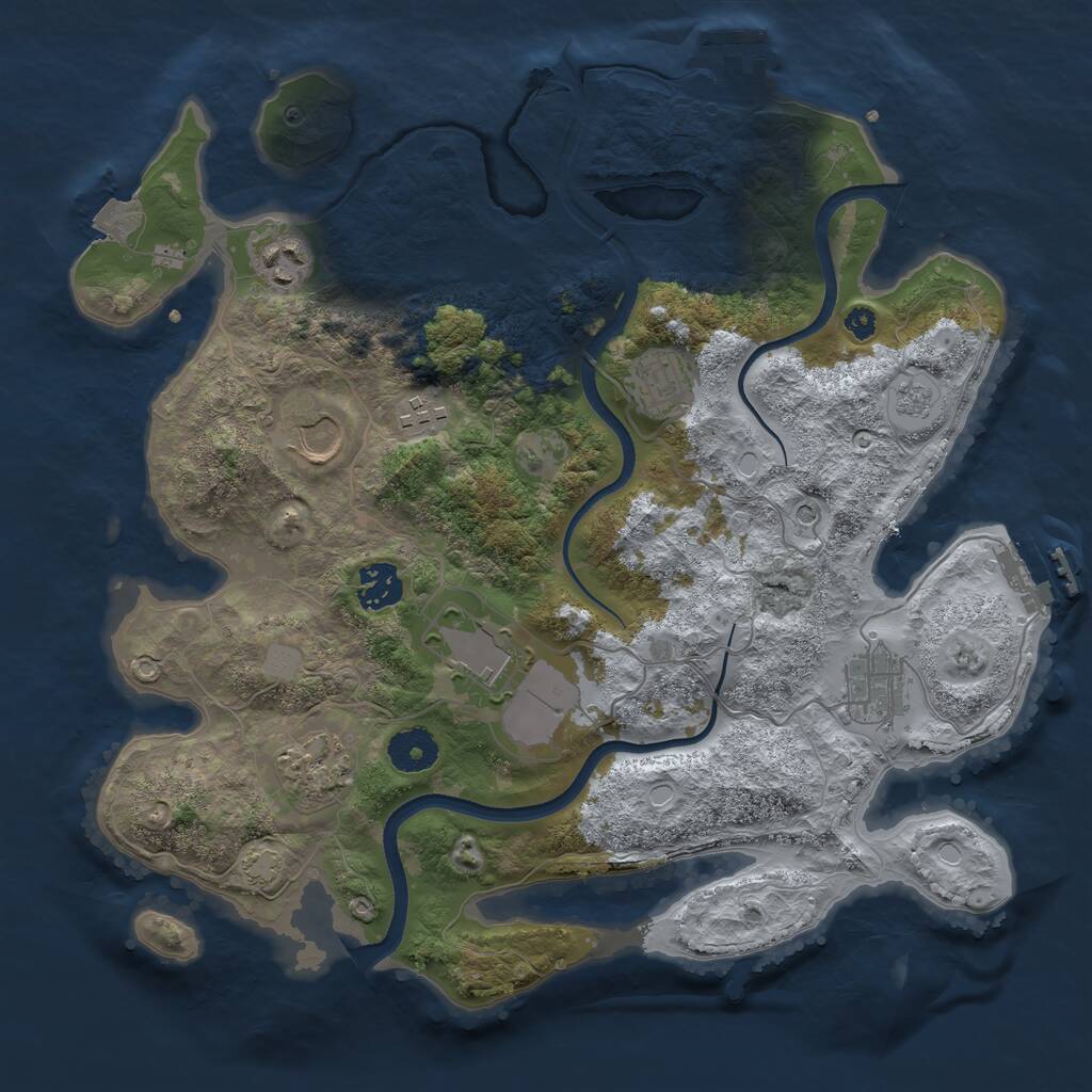 Rust Map: Procedural Map, Size: 3500, Seed: 2044340803, 14 Monuments