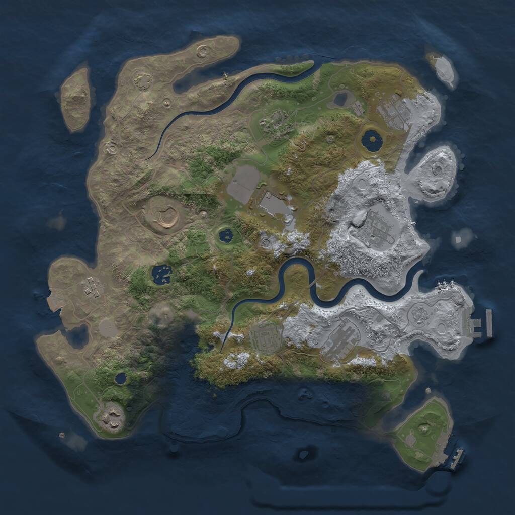 Rust Map: Procedural Map, Size: 3700, Seed: 1946077104, 16 Monuments