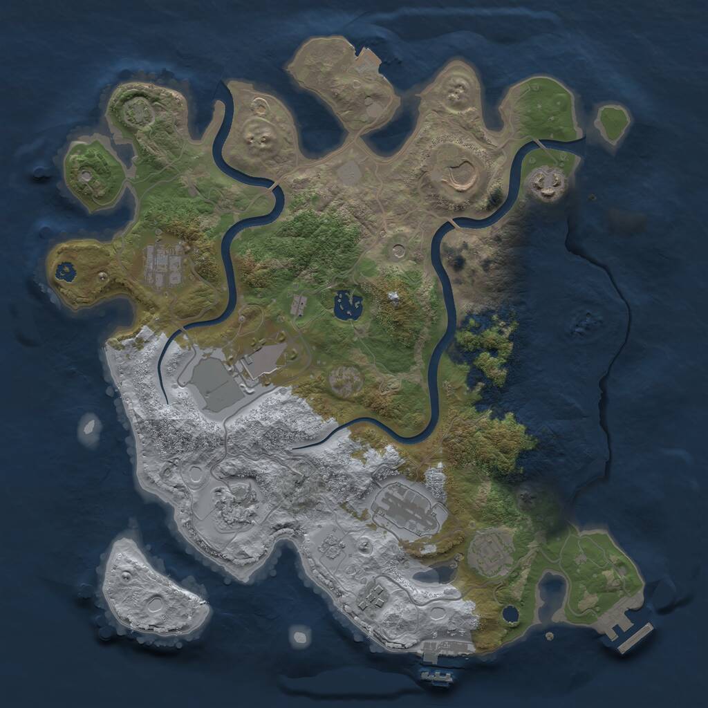 Rust Map: Procedural Map, Size: 3500, Seed: 1576623149, 15 Monuments