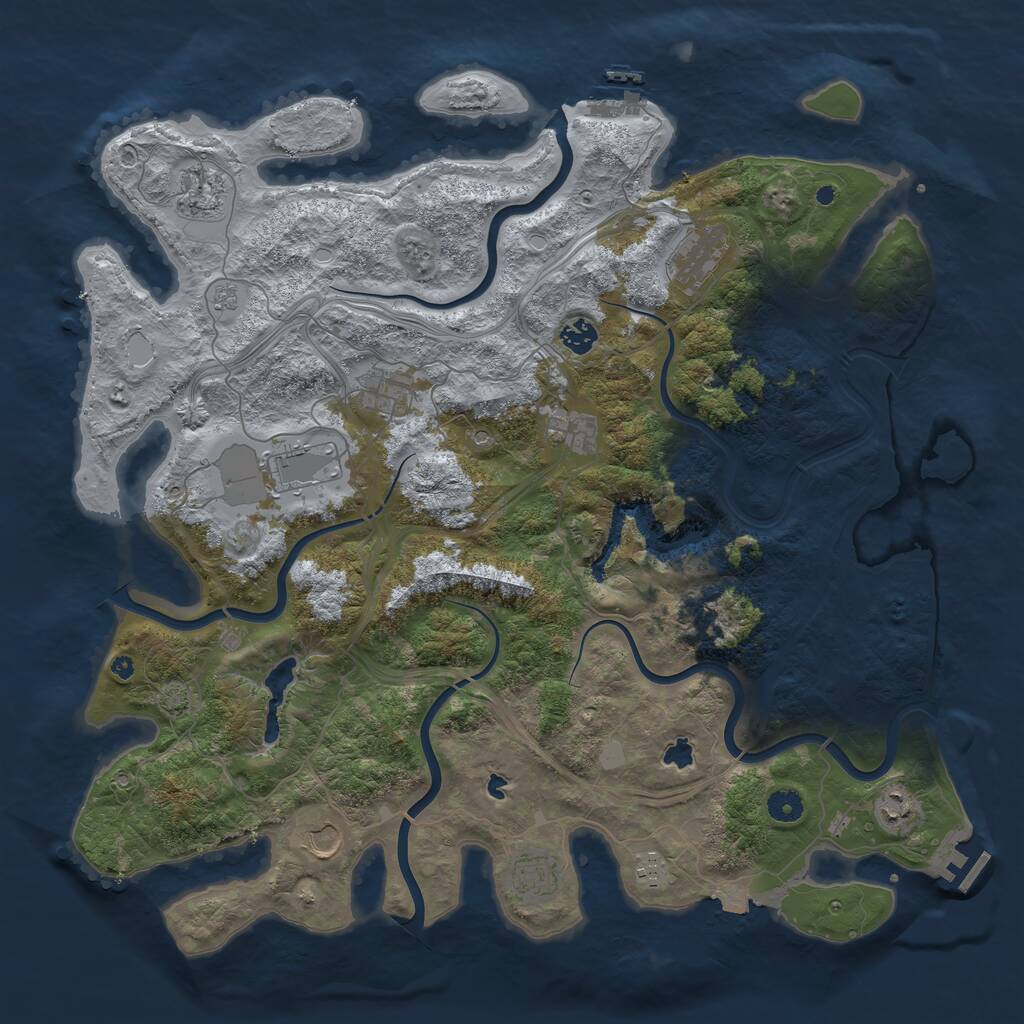 Rust Map: Procedural Map, Size: 4500, Seed: 2023762130, 16 Monuments