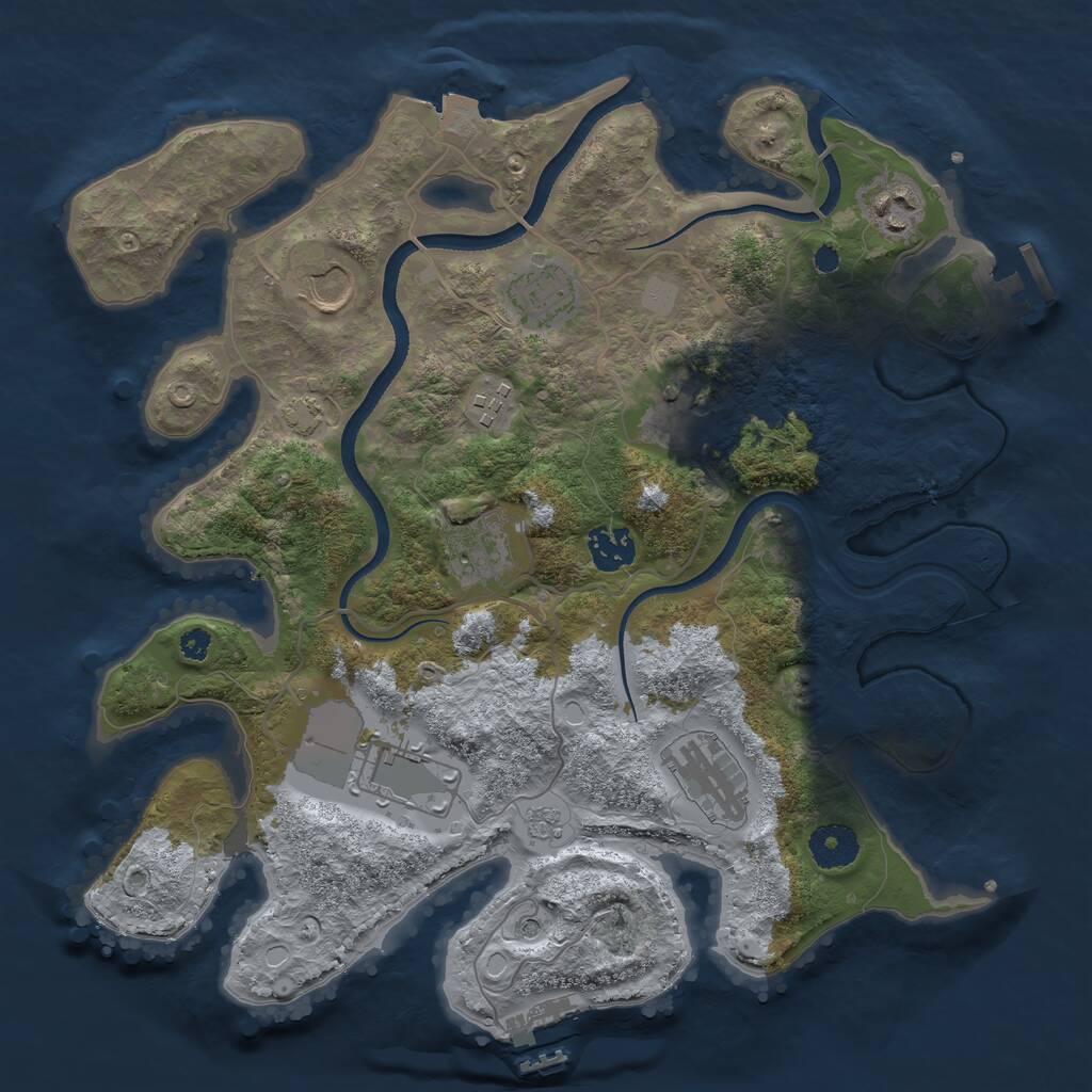 Rust Map: Procedural Map, Size: 3500, Seed: 2023642811, 15 Monuments