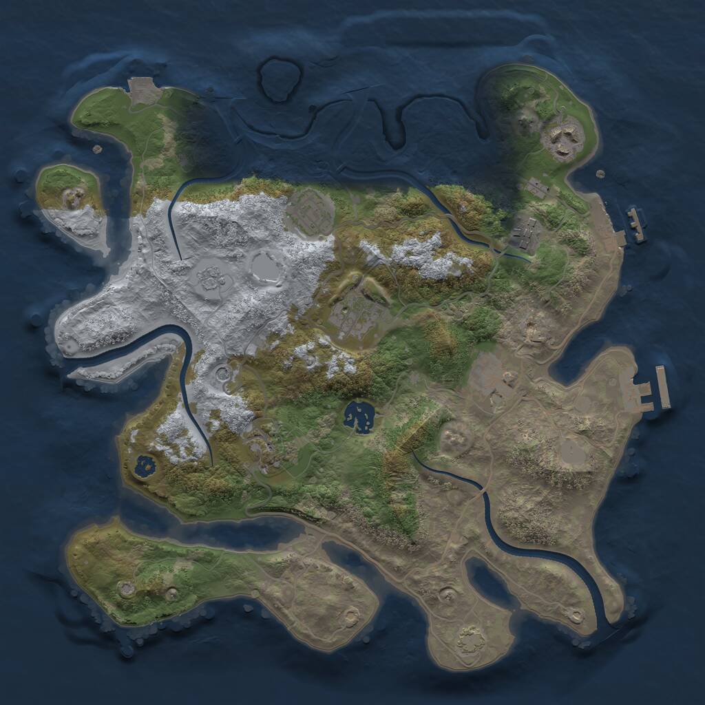 Rust Map: Procedural Map, Size: 3300, Seed: 1574555910, 13 Monuments