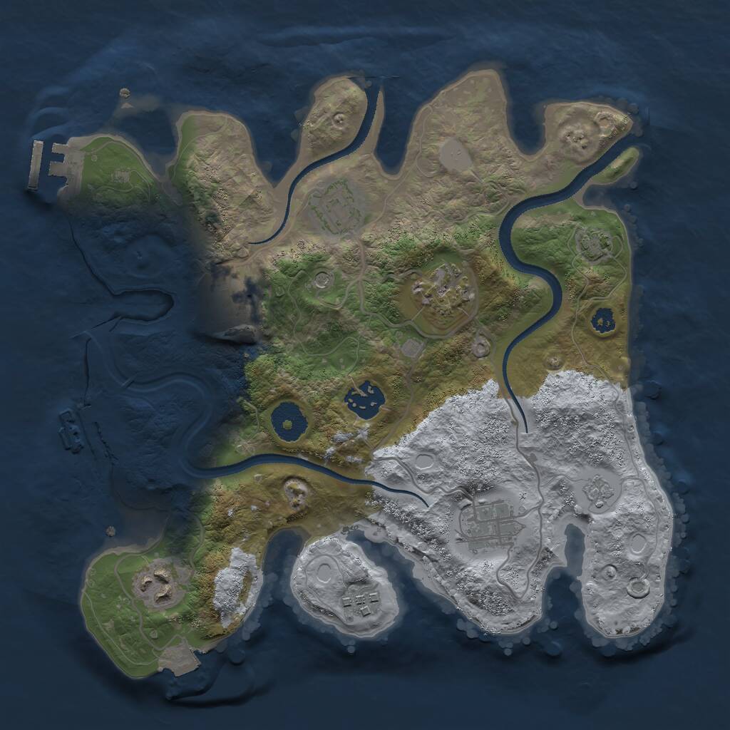 Rust Map: Procedural Map, Size: 3000, Seed: 3456734, 13 Monuments