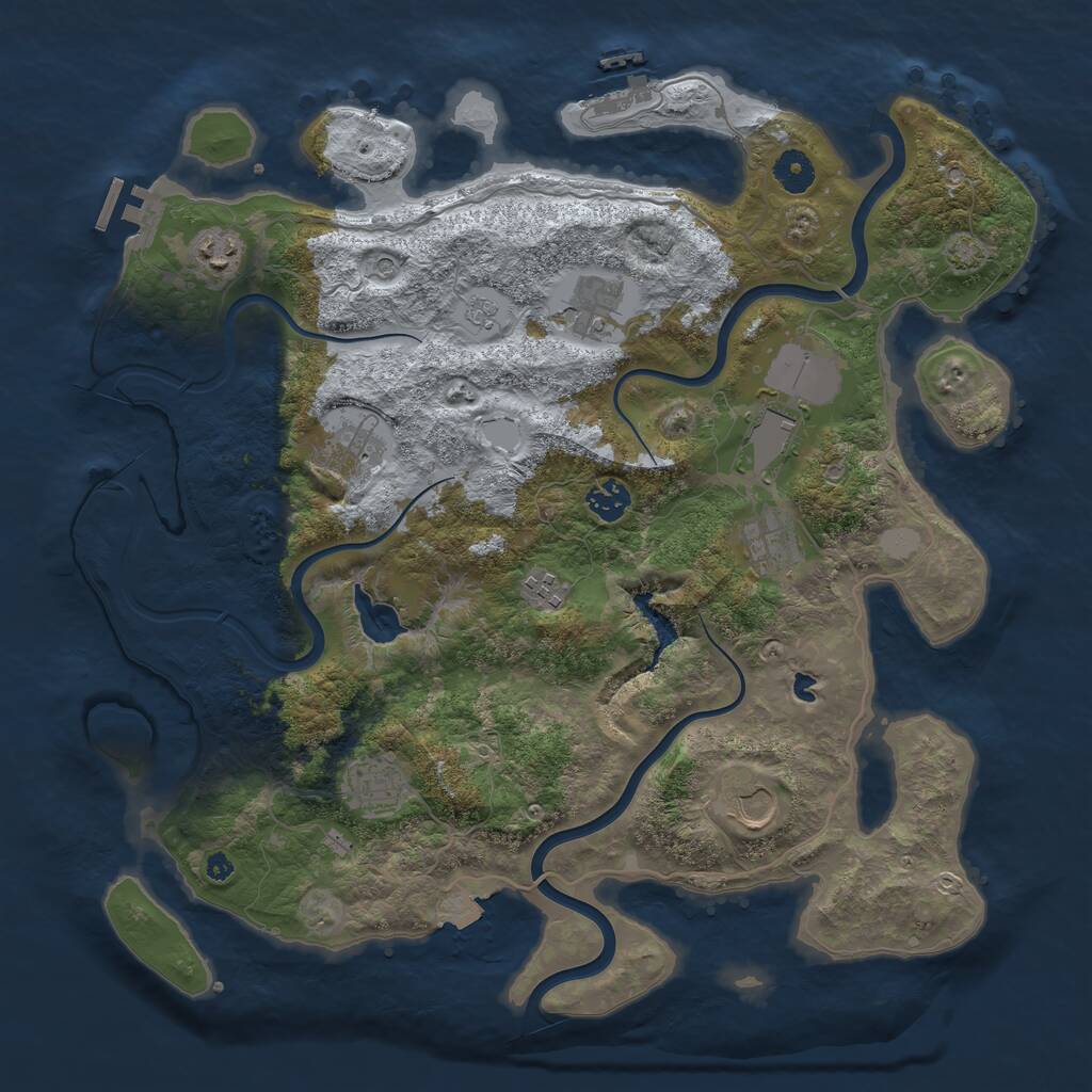 Rust Map: Procedural Map, Size: 4000, Seed: 29999, 15 Monuments
