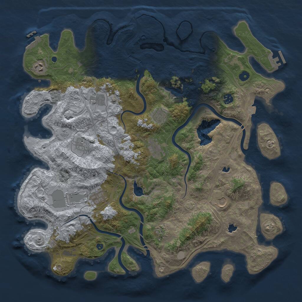 Rust Map: Procedural Map, Size: 4500, Seed: 1223371986, 17 Monuments