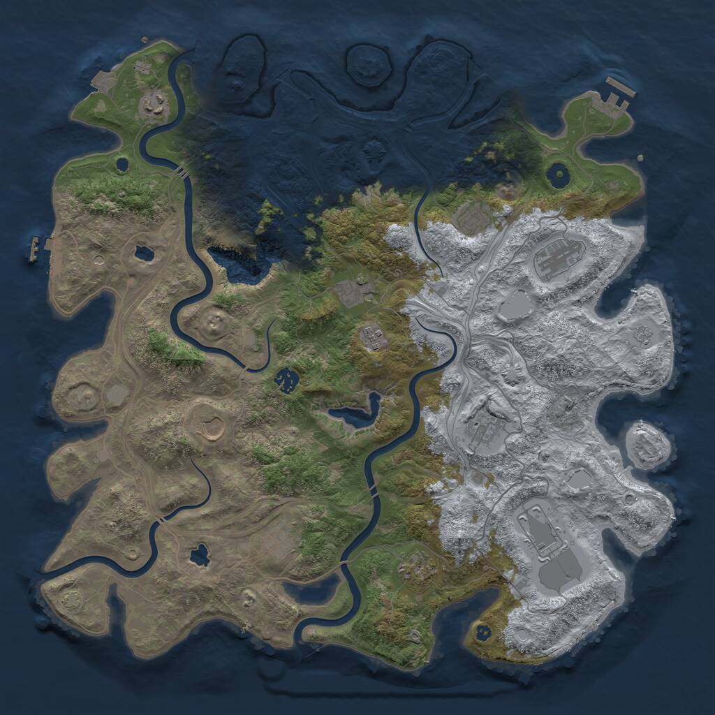 Rust Map: Procedural Map, Size: 4500, Seed: 1180612101, 17 Monuments