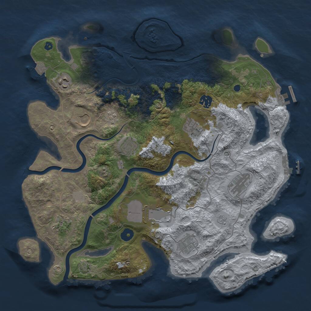 Rust Map: Procedural Map, Size: 3700, Seed: 1363639531, 16 Monuments
