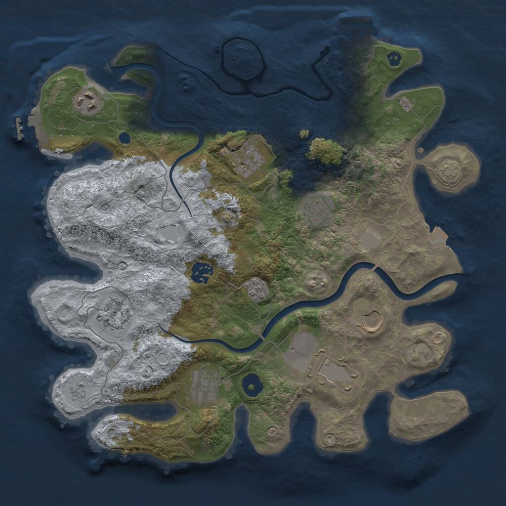 Rust Map: Procedural Map, Size: 3500, Seed: 25413413, 15 Monuments