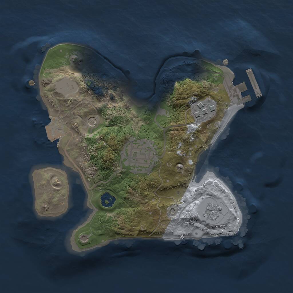Rust Map: Procedural Map, Size: 2000, Seed: 1363639531, 6 Monuments