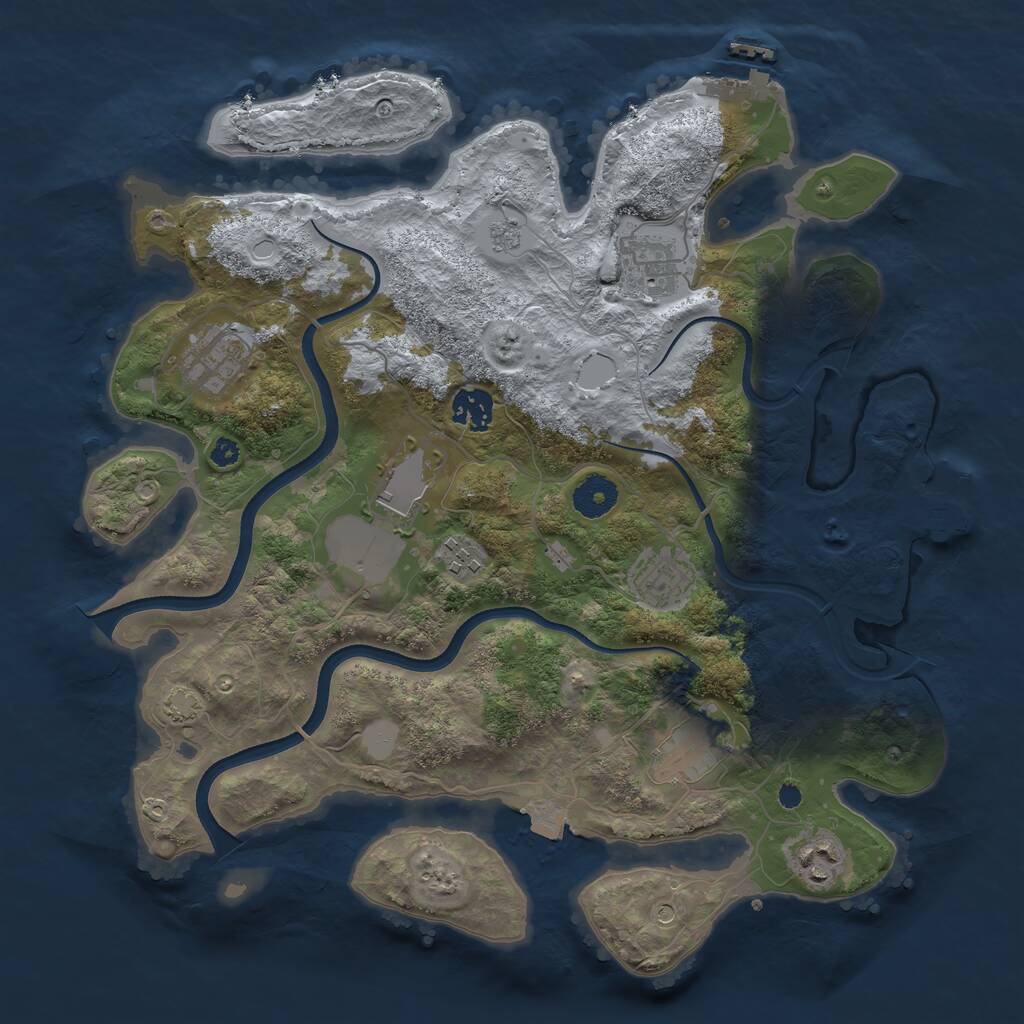 Rust Map: Procedural Map, Size: 3600, Seed: 150825797, 14 Monuments