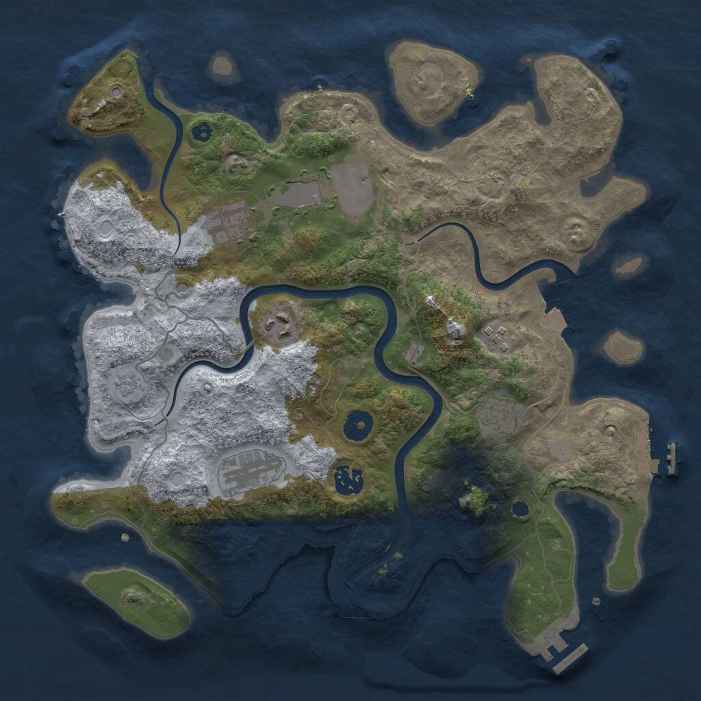 Rust Map: Procedural Map, Size: 3500, Seed: 1766861900, 13 Monuments