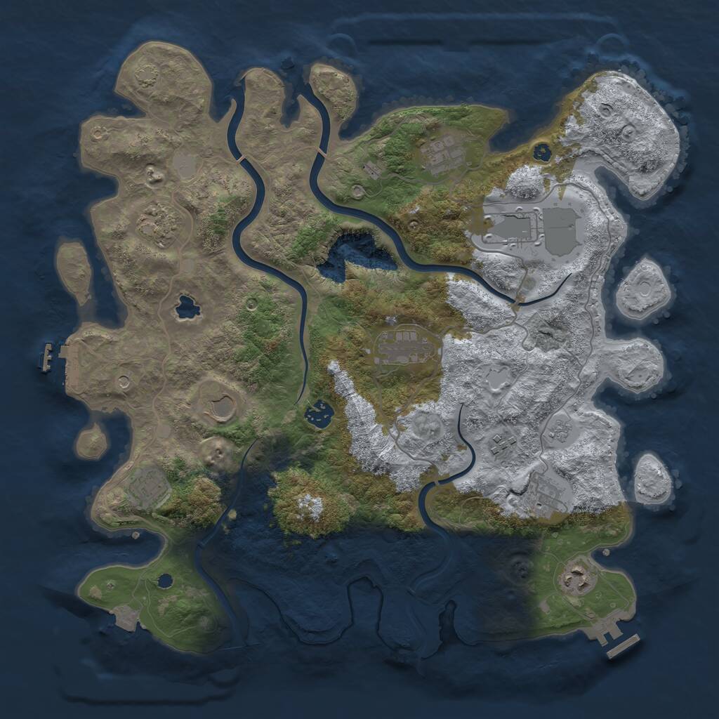 Rust Map: Procedural Map, Size: 4000, Seed: 1013177044, 16 Monuments