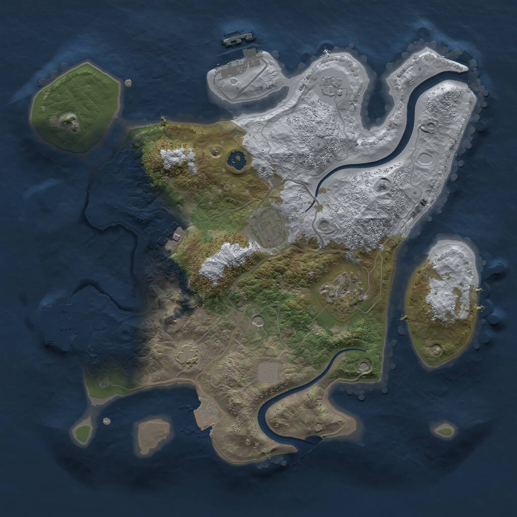 Rust Map: Procedural Map, Size: 2750, Seed: 731602636, 9 Monuments
