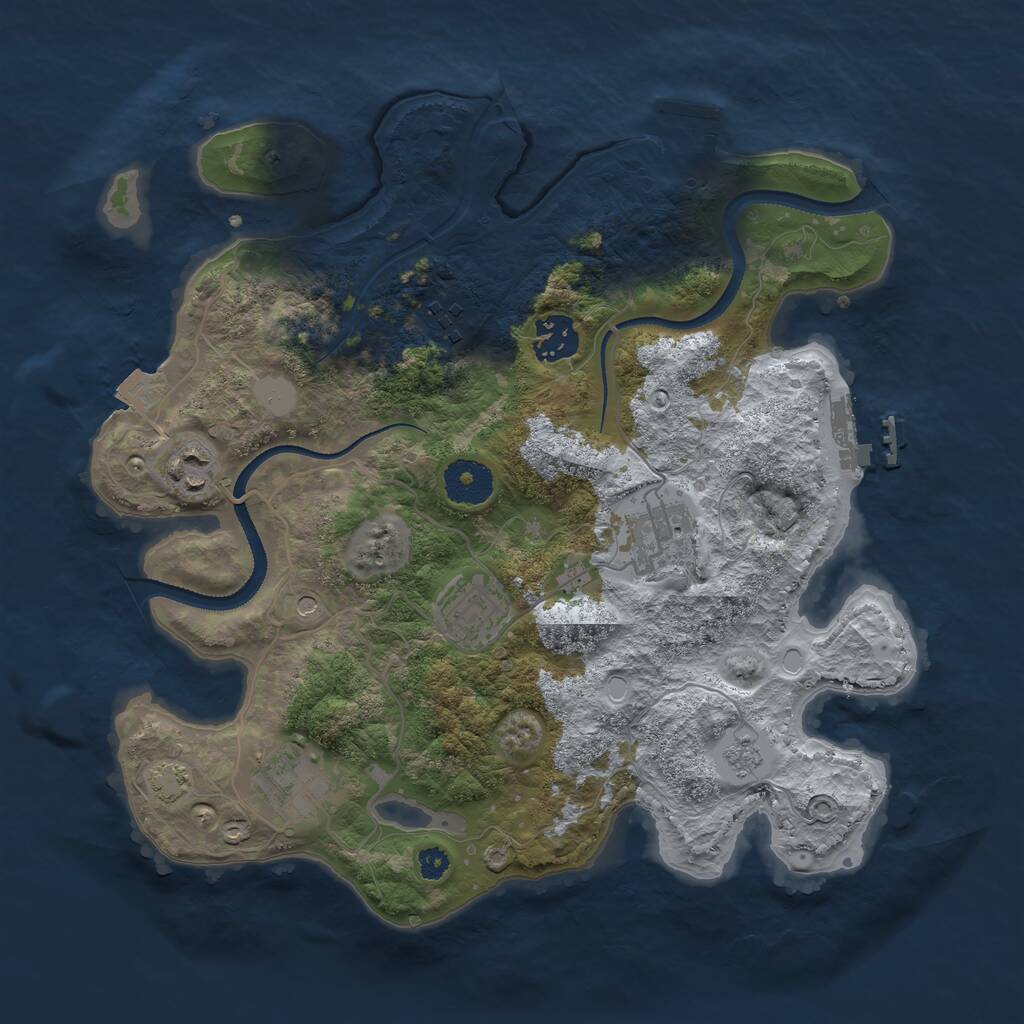 Rust Map: Procedural Map, Size: 3250, Seed: 1062830559, 12 Monuments