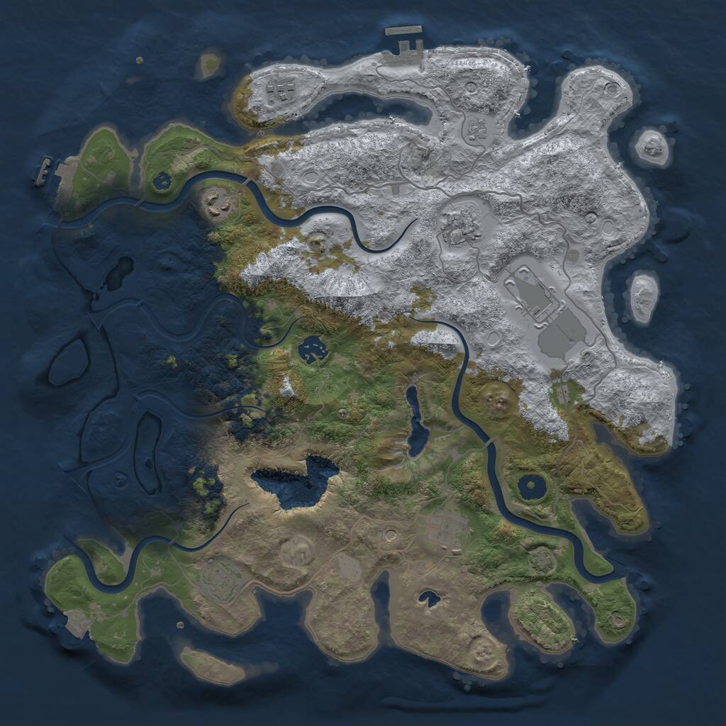Rust Map: Procedural Map, Size: 4000, Seed: 627003539, 13 Monuments
