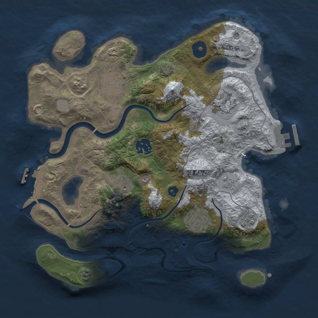 Rust Map: Procedural Map, Size: 3000, Seed: 18965, 12 Monuments