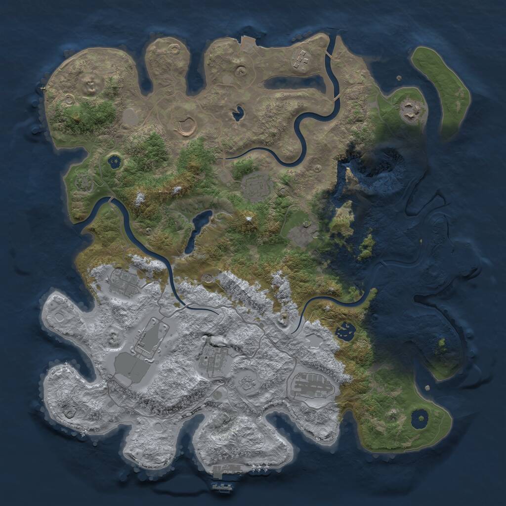 Rust Map: Procedural Map, Size: 4000, Seed: 51415555, 16 Monuments