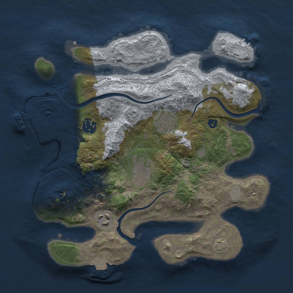 Rust Map: Procedural Map, Size: 3000, Seed: 3690482, 8 Monuments