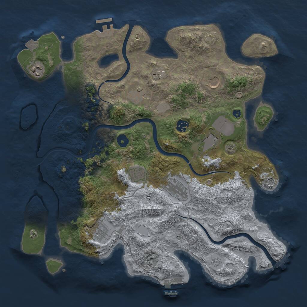 Rust Map: Procedural Map, Size: 3800, Seed: 970531337, 15 Monuments