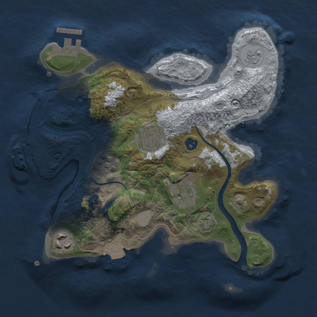 Rust Map: Procedural Map, Size: 2500, Seed: 984692007, 9 Monuments