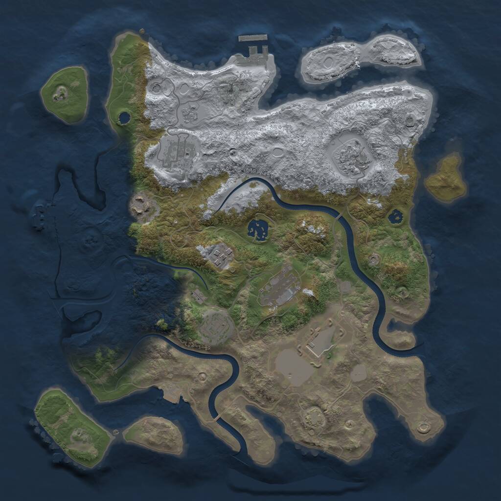 Rust Map: Procedural Map, Size: 3500, Seed: 1579517168, 14 Monuments