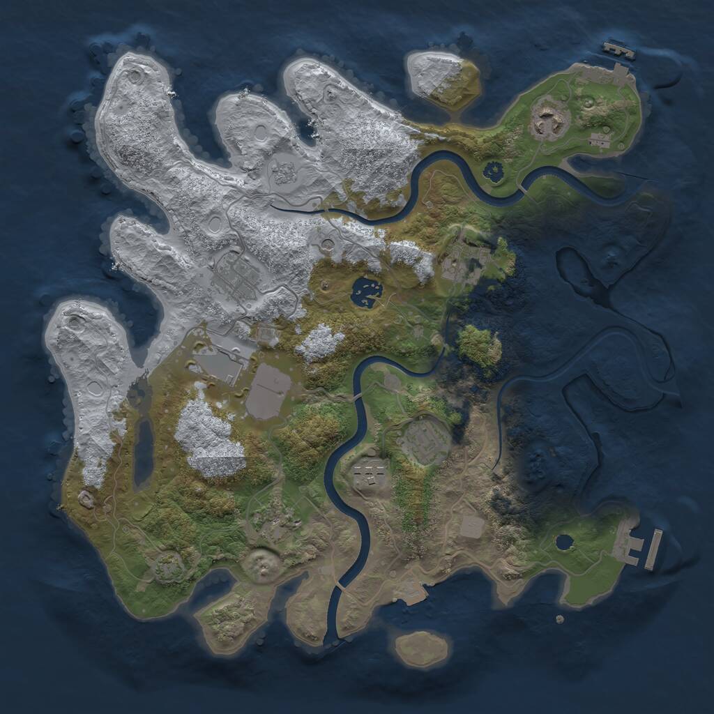 Rust Map: Procedural Map, Size: 3500, Seed: 2099986, 14 Monuments