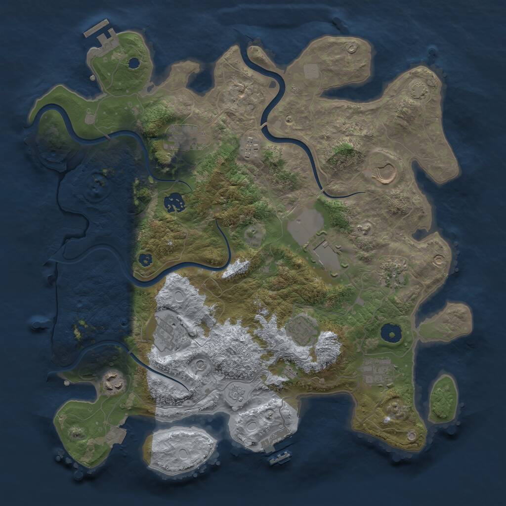 Rust Map: Procedural Map, Size: 3700, Seed: 1225944712, 16 Monuments