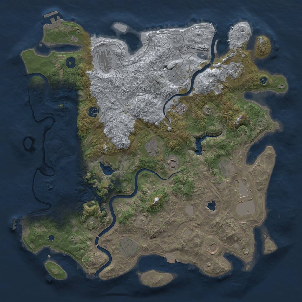 Rust Map: Procedural Map, Size: 4250, Seed: 214570171, 17 Monuments