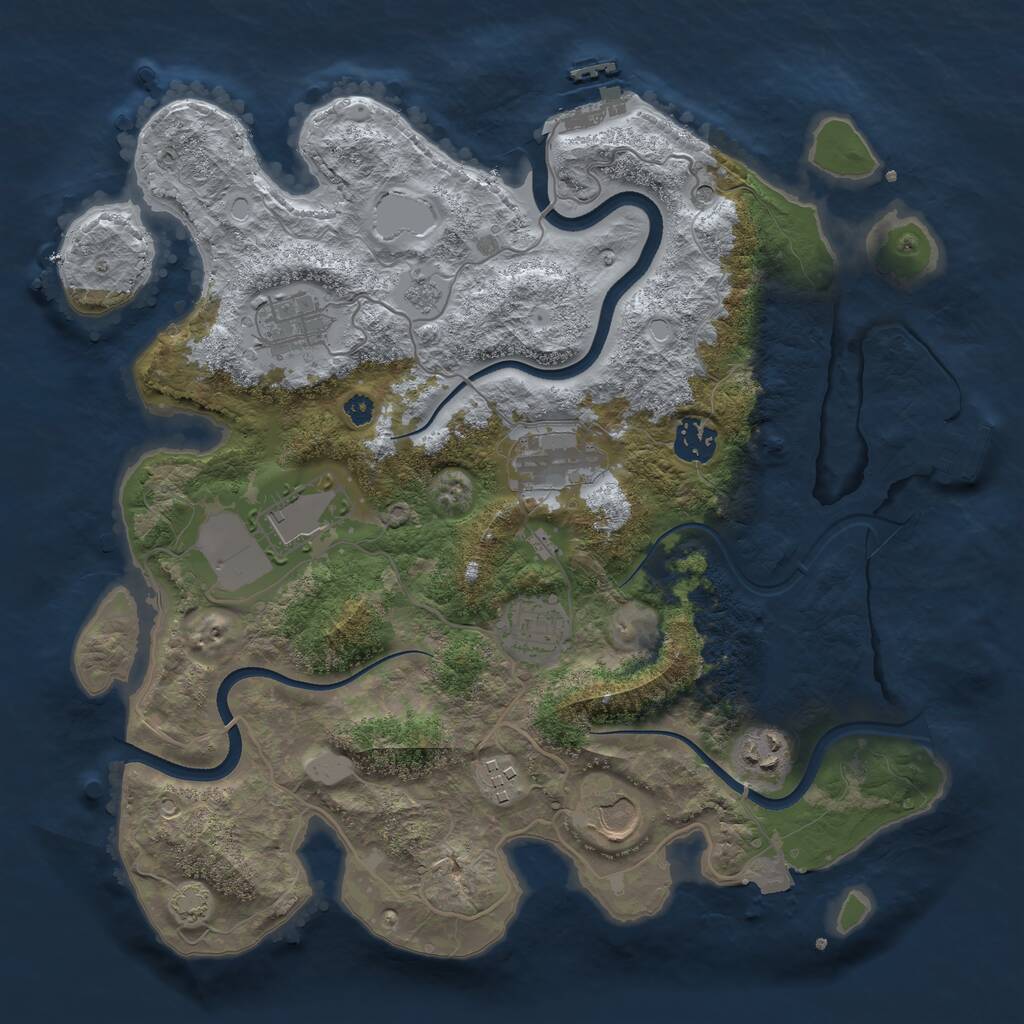 Rust Map: Procedural Map, Size: 3500, Seed: 21654683, 14 Monuments