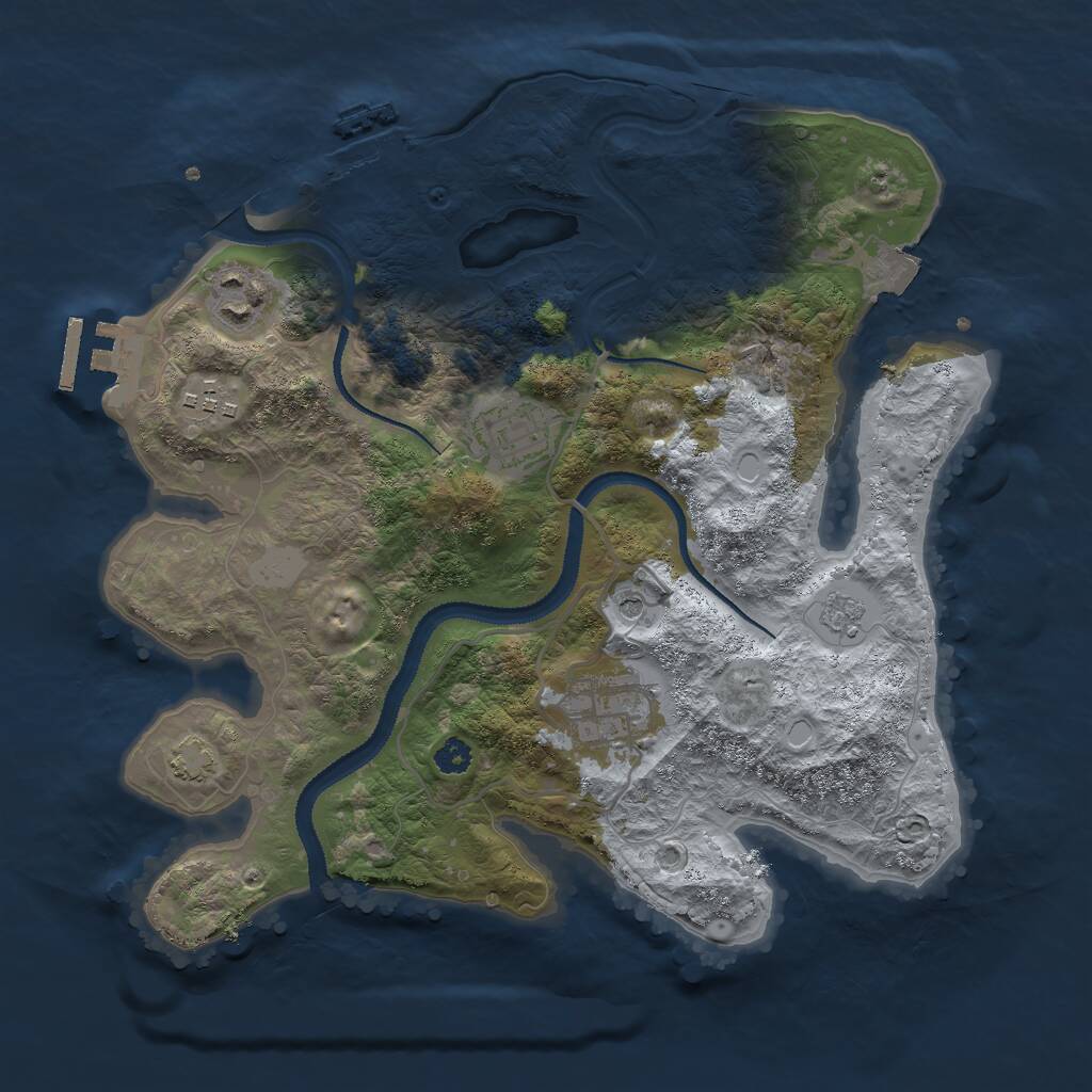 Rust Map: Procedural Map, Size: 3000, Seed: 75675, 10 Monuments