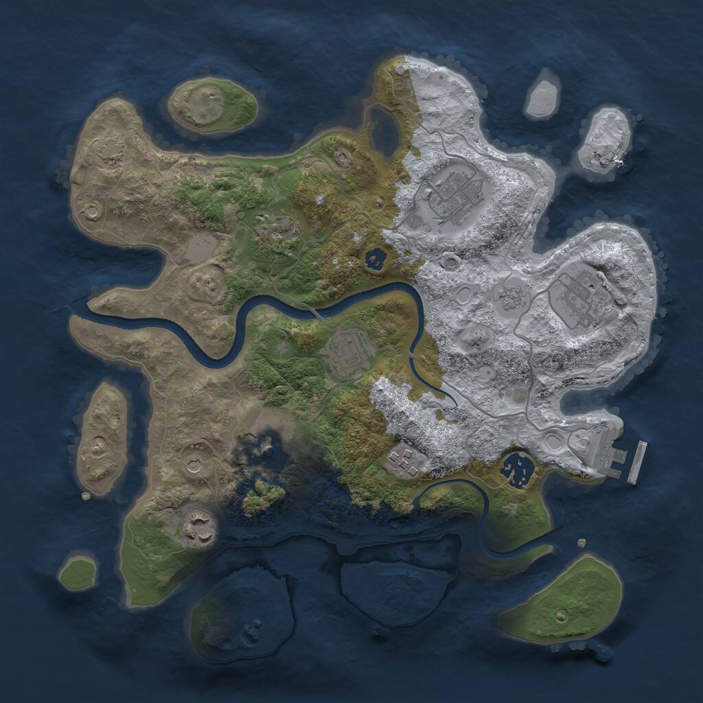 Rust Map: Procedural Map, Size: 3250, Seed: 943673253, 13 Monuments