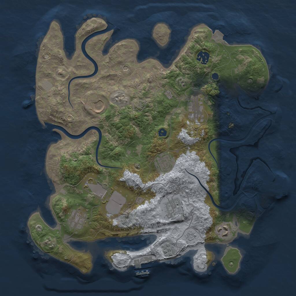 Rust Map: Procedural Map, Size: 3500, Seed: 2127987839, 15 Monuments