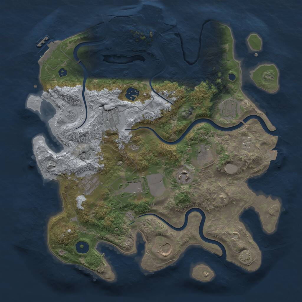 Rust Map: Procedural Map, Size: 3500, Seed: 1785099642, 15 Monuments