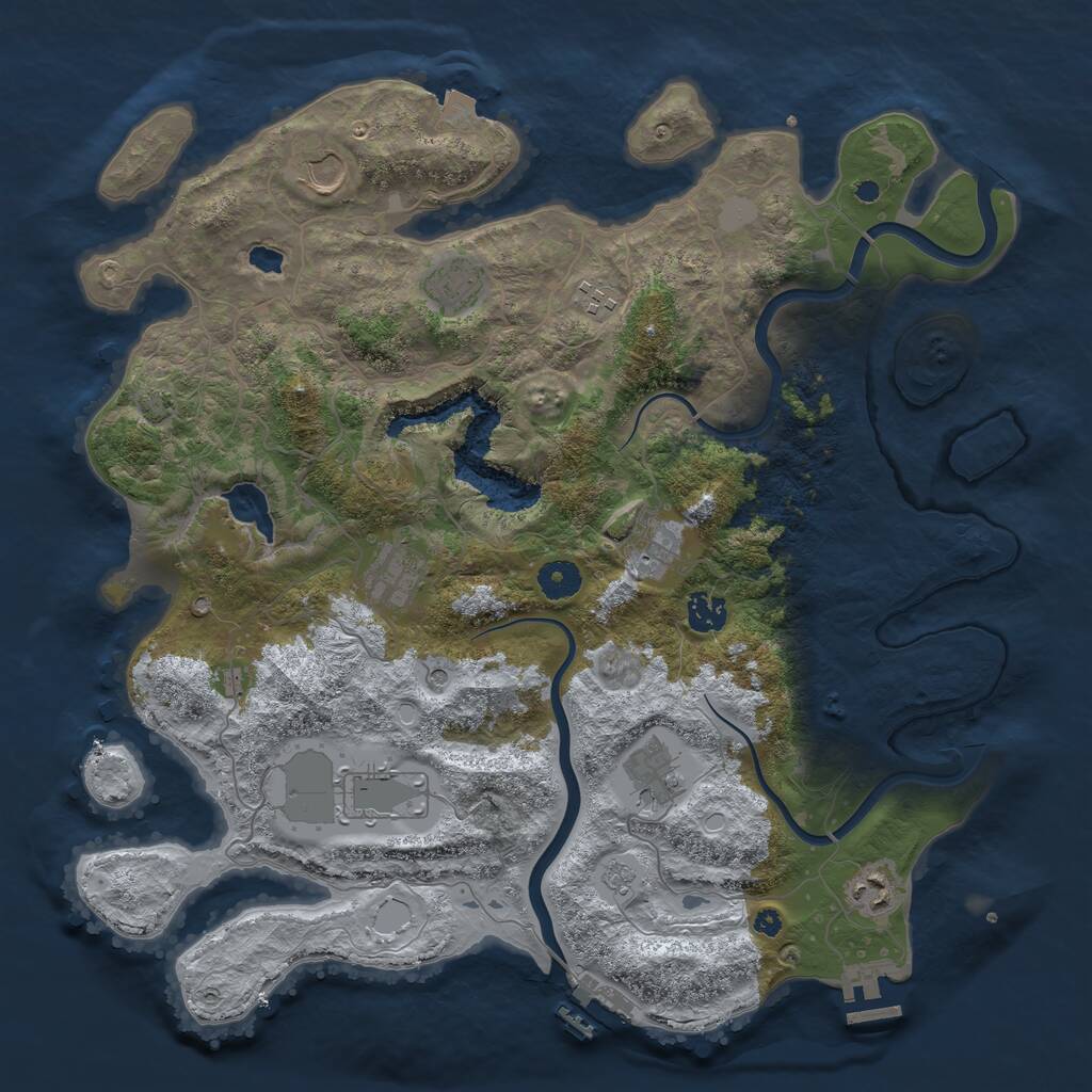 Rust Map: Procedural Map, Size: 4000, Seed: 76875, 15 Monuments