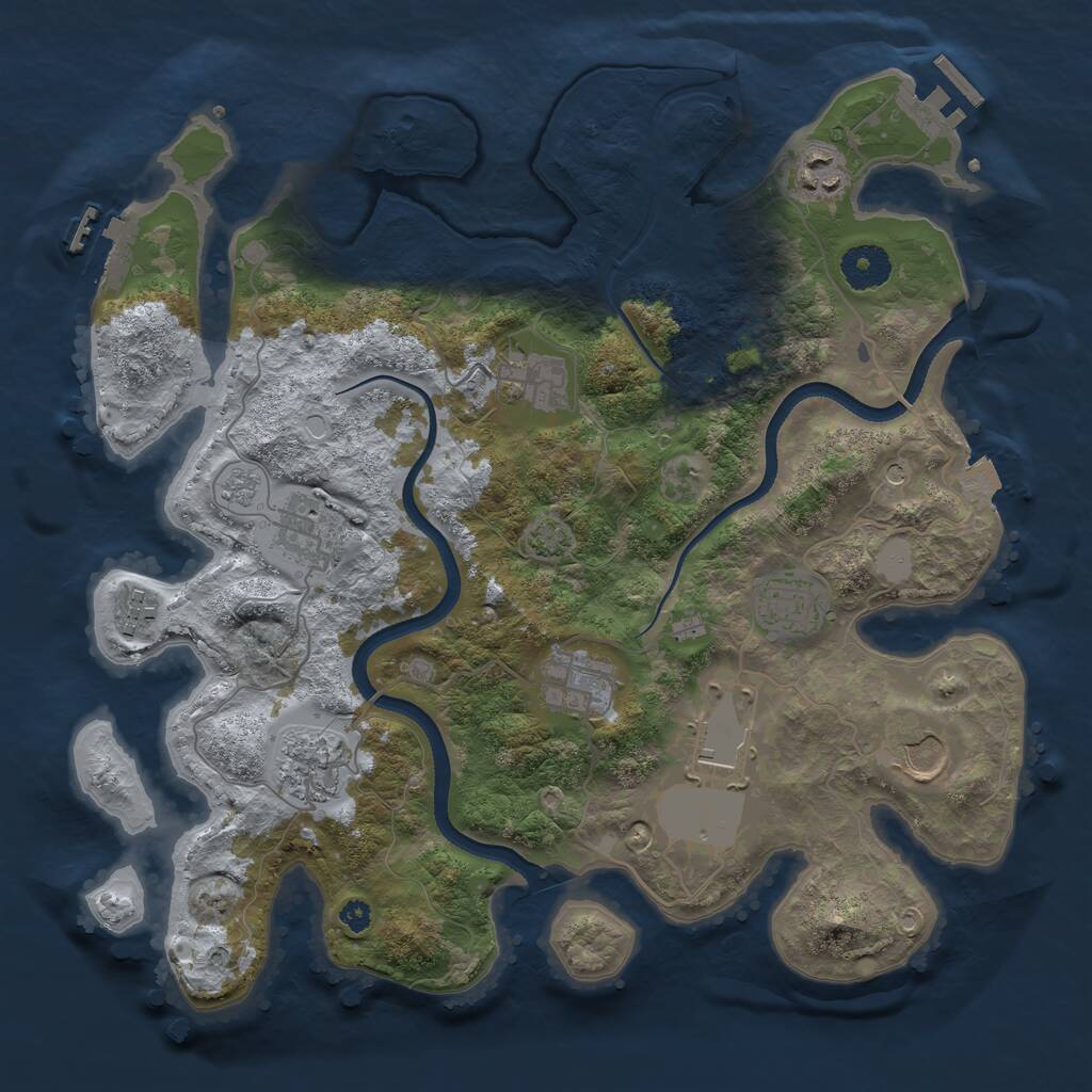 Rust Map: Procedural Map, Size: 3500, Seed: 5395053, 15 Monuments