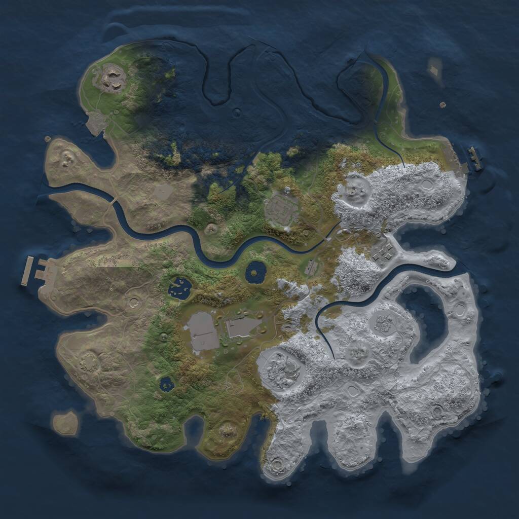 Rust Map: Procedural Map, Size: 3500, Seed: 541526356, 12 Monuments