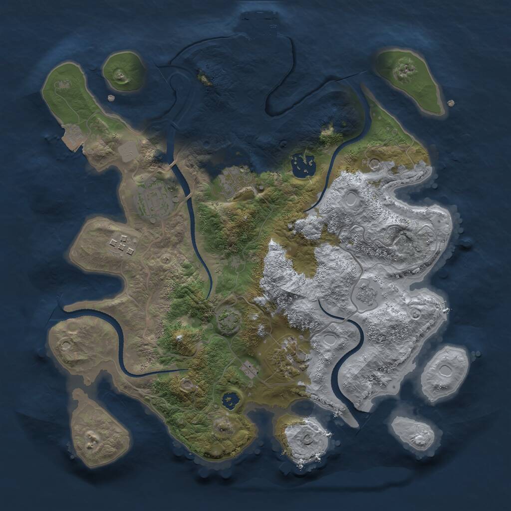 Rust Map: Procedural Map, Size: 3000, Seed: 830335940, 10 Monuments