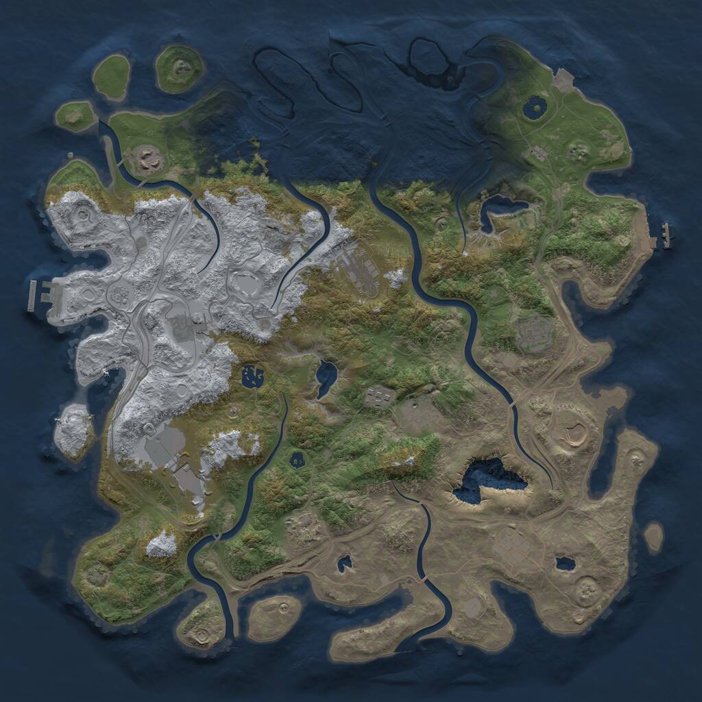 Rust Map: Procedural Map, Size: 4500, Seed: 391807465, 17 Monuments