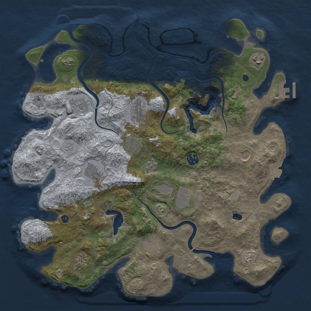 Rust Map: Procedural Map, Size: 4000, Seed: 635395439, 16 Monuments