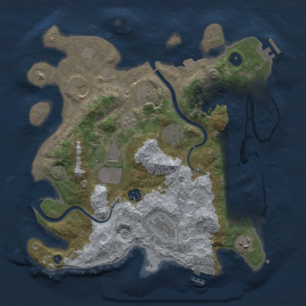 Rust Map: Procedural Map, Size: 3500, Seed: 1463480718, 14 Monuments