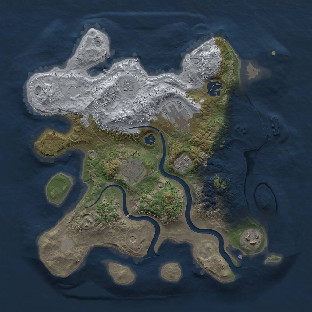 Rust Map: Procedural Map, Size: 3000, Seed: 1195728931, 9 Monuments