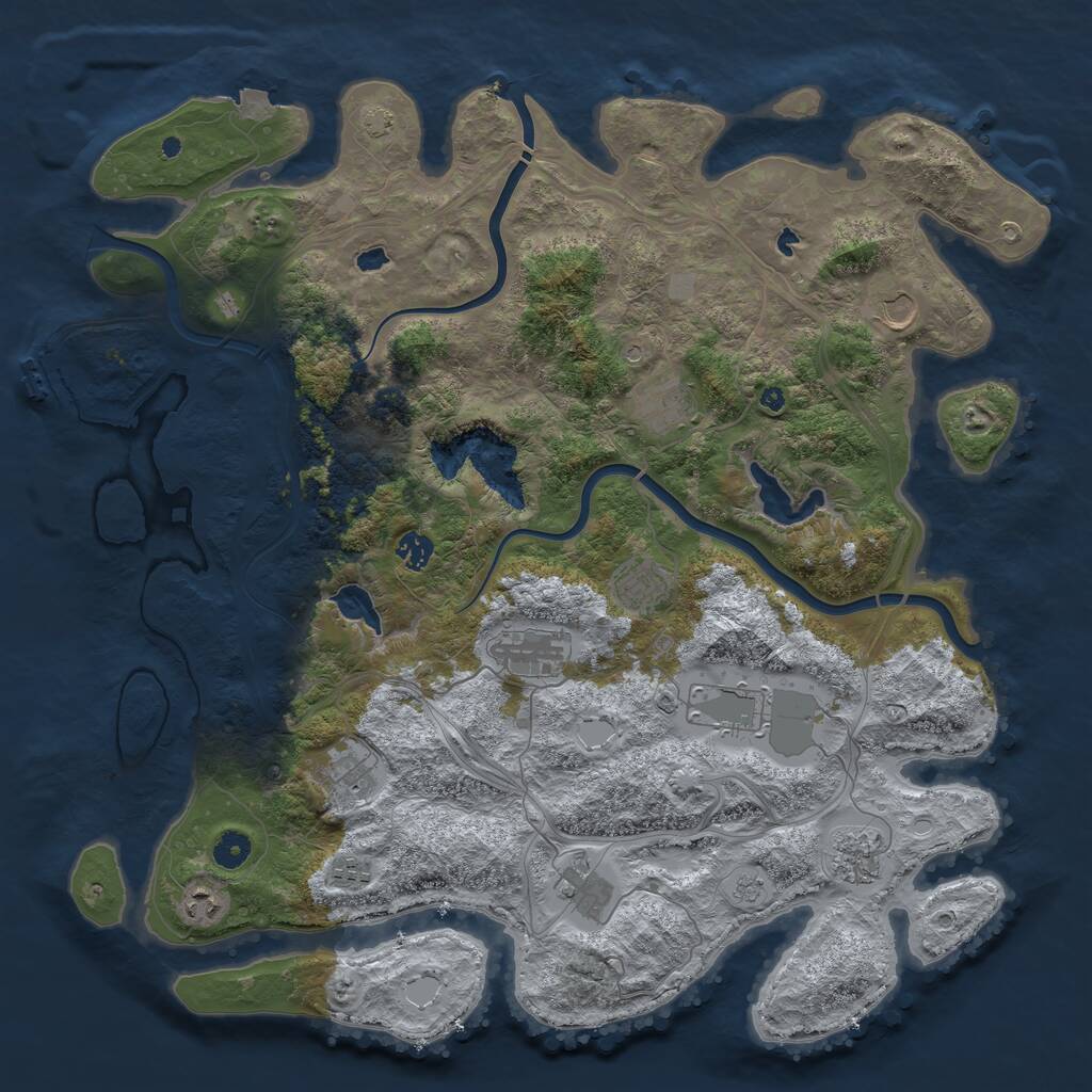 Rust Map: Procedural Map, Size: 4500, Seed: 1011408690, 16 Monuments