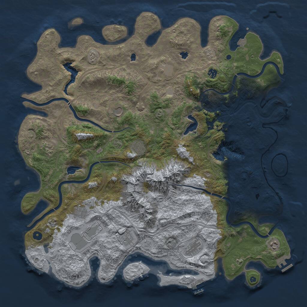 Rust Map: Procedural Map, Size: 5000, Seed: 4676582, 17 Monuments